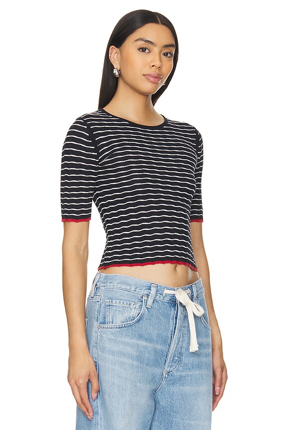 view 2 of 5 Stripe Rib Tee in Midnight & Cream