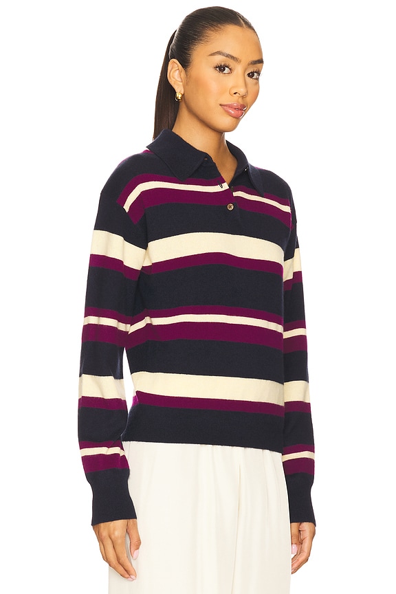 view 2 of 4 Collegiate Stripe Polo Top in Midnight Combo