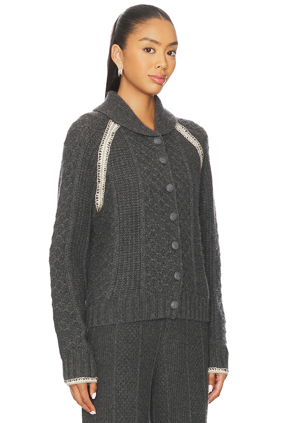 view 2 of 4 Marlowe Cable Cardigan in Charcoal