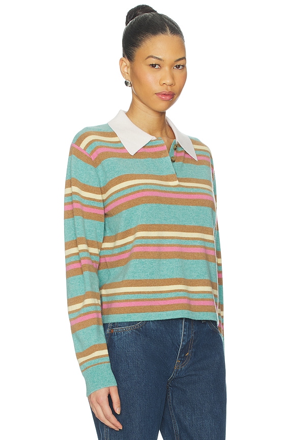 view 2 of 4 Cropped Stripe Rugby Sweater in Glacier Combo