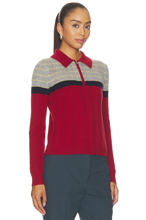 view 2 of 5 Track Polo Sweater in Carmine Combo