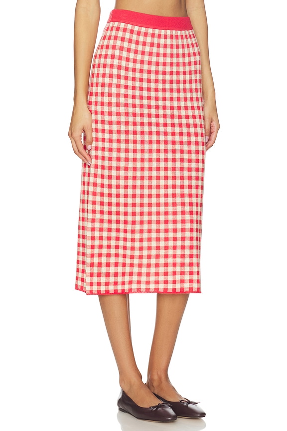 view 2 of 6 Gingham Long Skirt in Scarlet & Mist
