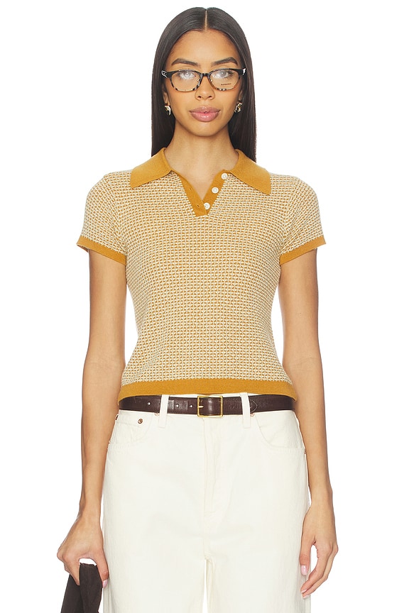 view 1 of 4 Pique Shrunken Polo in Suede Combo