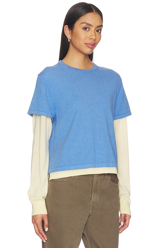 view 2 of 4 Layer Tee in Delft Blue & Butter