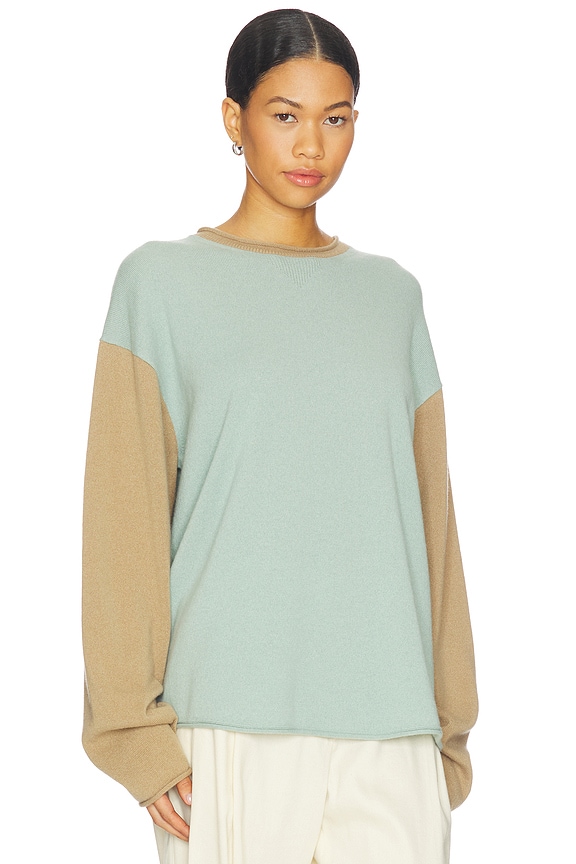 view 2 of 4 Baseball Oversized Crew in Sage Brush & Camel