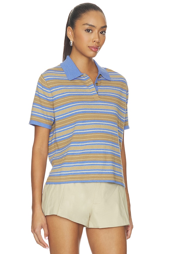 view 2 of 4 Short Sleeve Stripe Rugby Tee in Delft Blue Combo