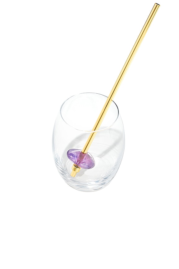 view 2 of 4 PAILLE CRISTAL AMÉTHYSTE AMETHYST CRYSTAL STRAW in Yellow Finish
