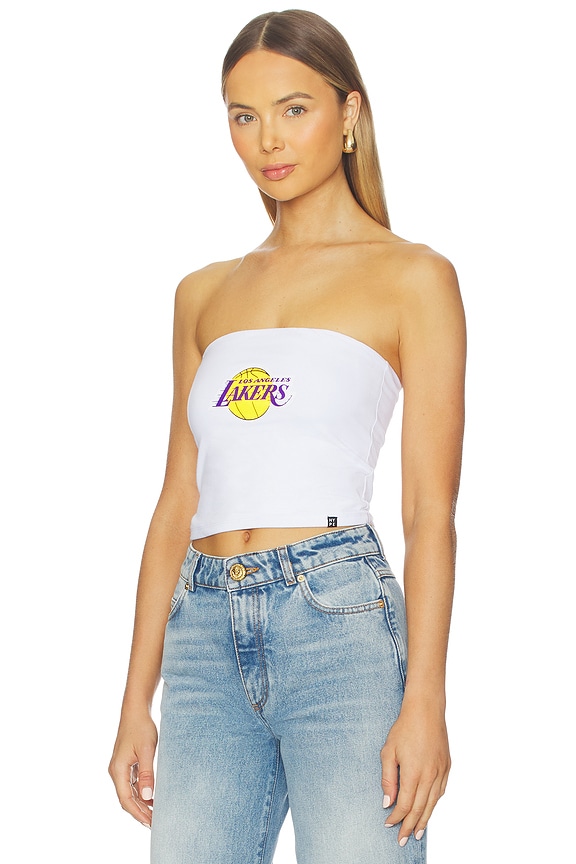view 2 of 4 Los Angeles Lakers Tube Top in White
