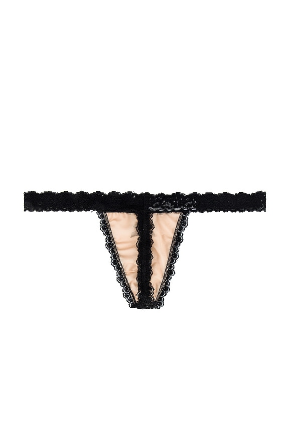 view 2 of 2 AFTER MIDNIGHT Tulle Open Crotch G-String in Mocha/Black in Mocha & Black