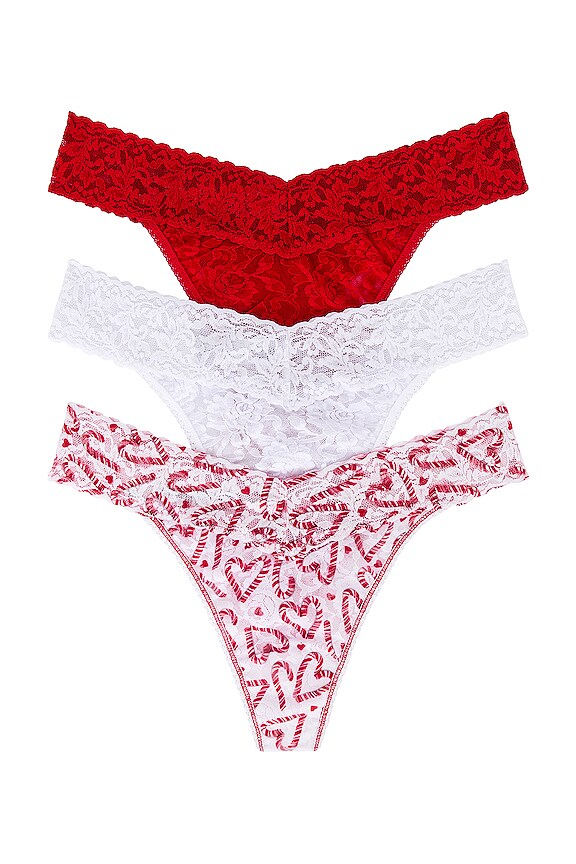 view 2 of 6 Original Rise Thong Holiday 3-Pack in Red, White, & Candy Cane