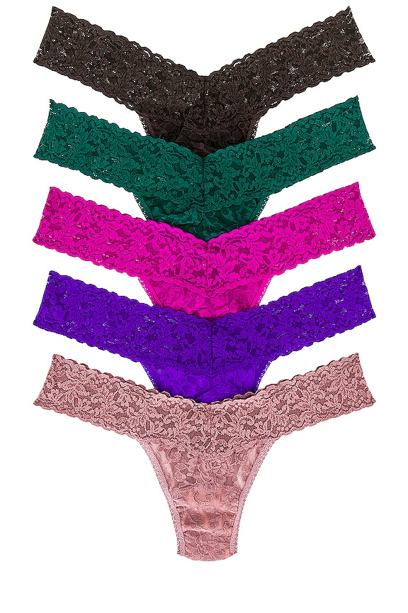 view 2 of 6 5-Pack Signature Lace Low Rise Thongs in Jewel Multi