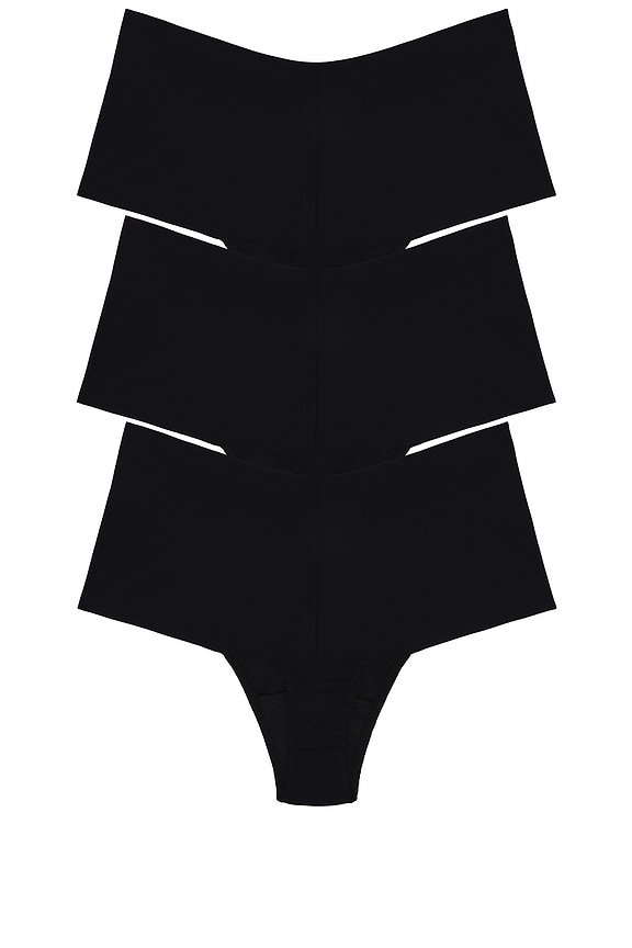 view 2 of 6 High Rise Thong 3 Pack in Black