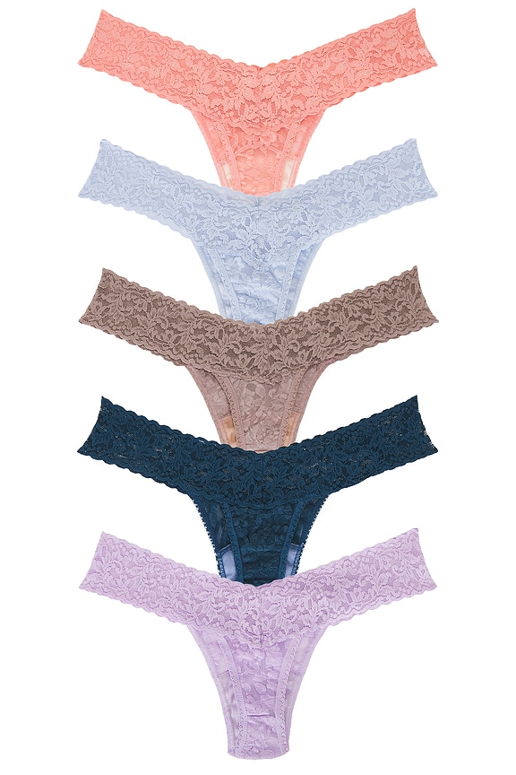 view 2 of 2 Low Rise Thong 5 Pack in Green Queen & Deep Water Blue & Periwinkle & Taupe & Ballet Pink