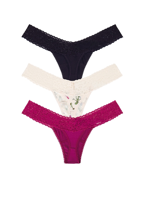 view 2 of 2 Low Rise Thong 3 Pack in California Raisin & Flourish & Lavender Tea