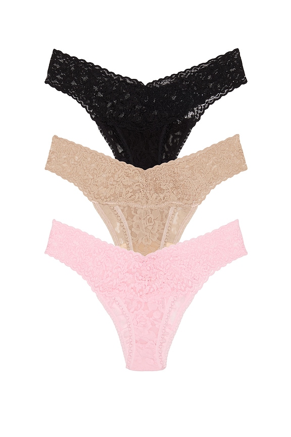 view 2 of 2 Signature Lace Low Rise 3 Pack in Black, Chai & Bliss Pink
