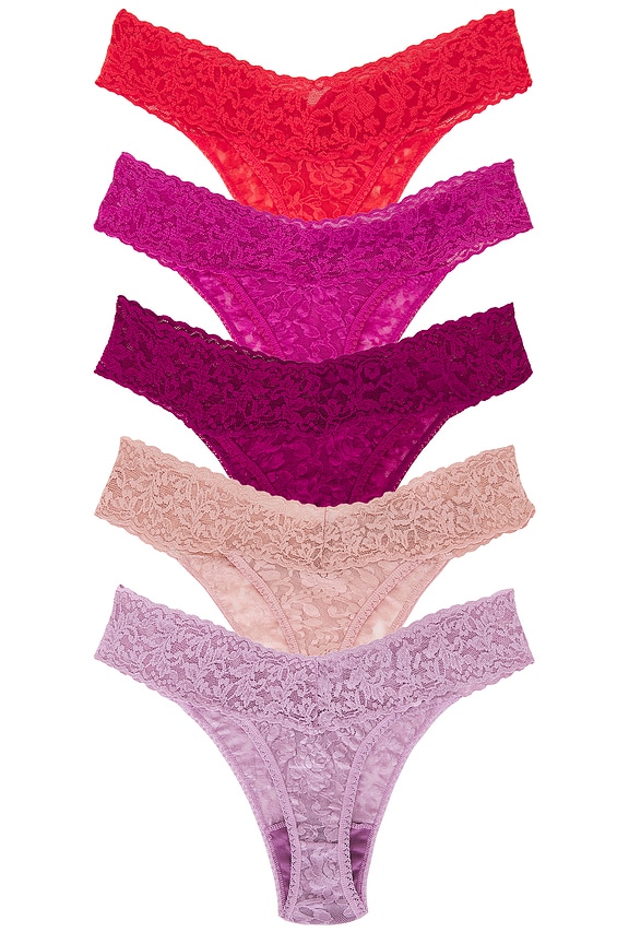 view 2 of 2 Original Rise Thong 5 Pack in Desert Rose & Neon Coral & Wild Rose & Bright Amethyst & Water Lily