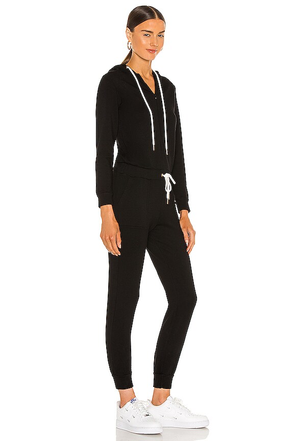 view 2 of 3 Supersoft Fleece Hooded Jumpsuit in Black
