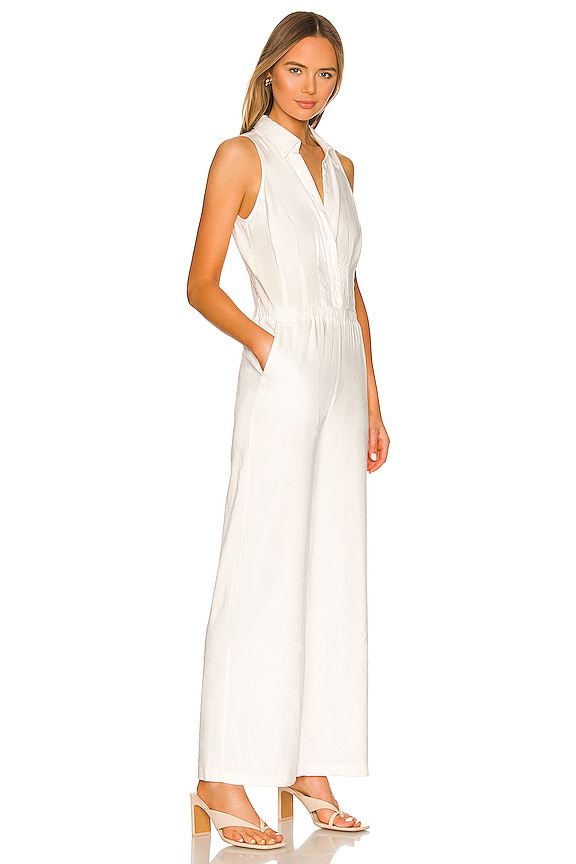 view 2 of 3 Linen Halter Polo Jumpsuit in White