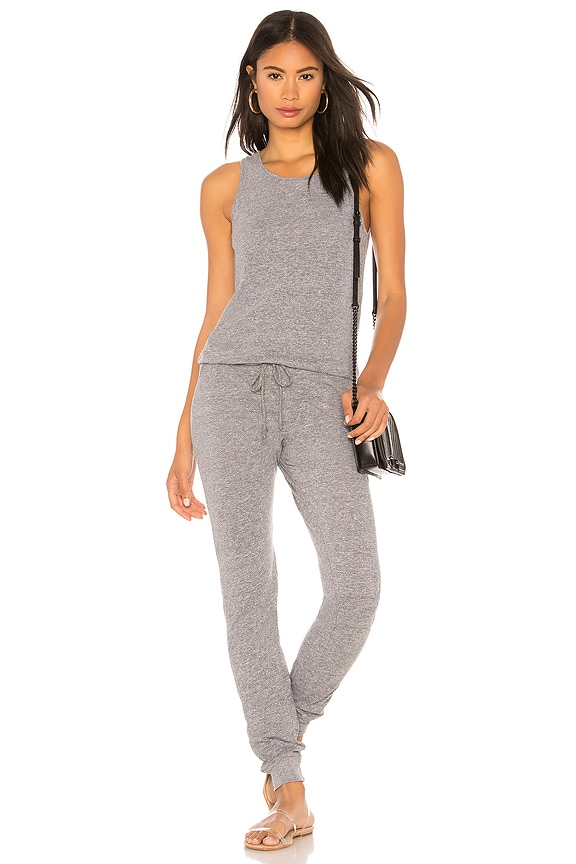 Monrow Women's Sporty Tank Jumpsuit - Ribbed Knit, Sleeveless One-Piece Romper