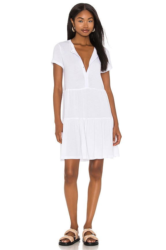 Revolve White Ruffle Dress MONROW Henley Ruffle Dress in White | REVOLVE