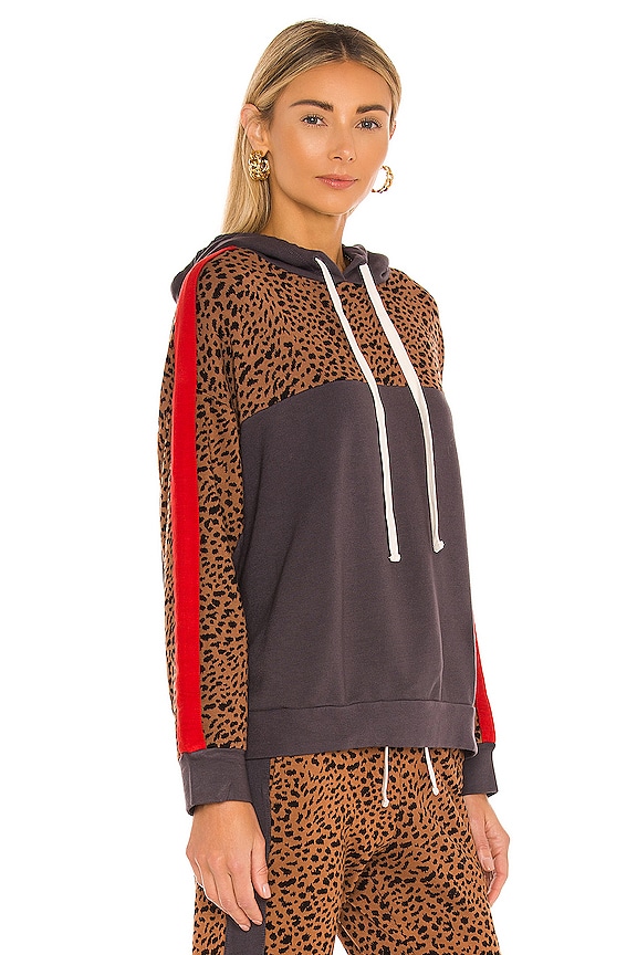 view 2 of 4 Supersoft Fleece Print Block Pullover Hoody in Leopard & Faded Black