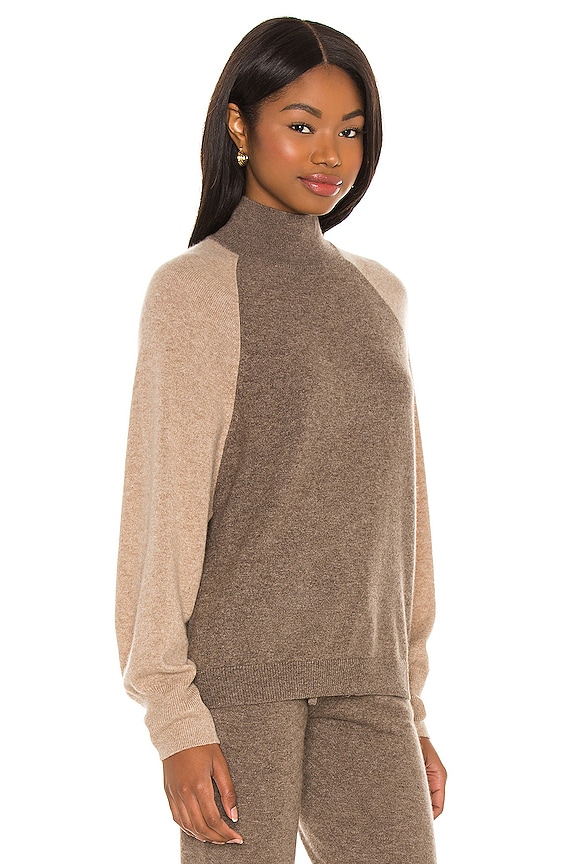 view 2 of 4 Cashmere Mock Neck Raglan in Toast & Wheat