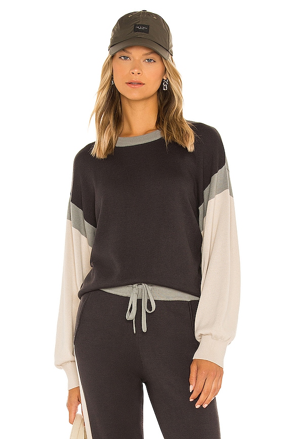 view 1 of 4 Color Block Relaxed Sweater in Faded Black, Bone, & Gunmetal