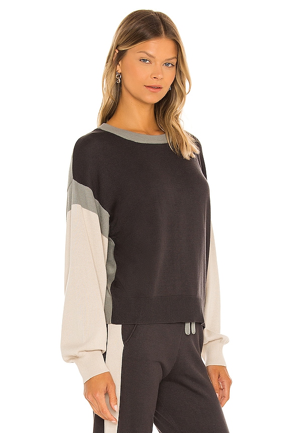 view 2 of 4 Color Block Relaxed Sweater in Faded Black, Bone, & Gunmetal