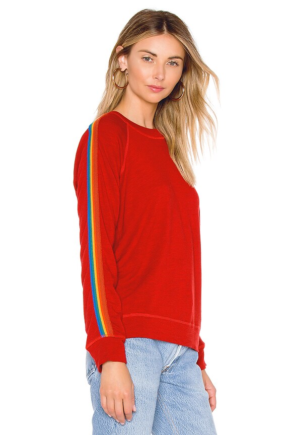 view 2 of 4 x REVOLVE Vintage Rainbow Stripe Raglan Sweatshirt in Oxblood