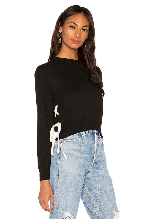 view 1 of 4 Supersoft Lace Up Sweatshirt in Black