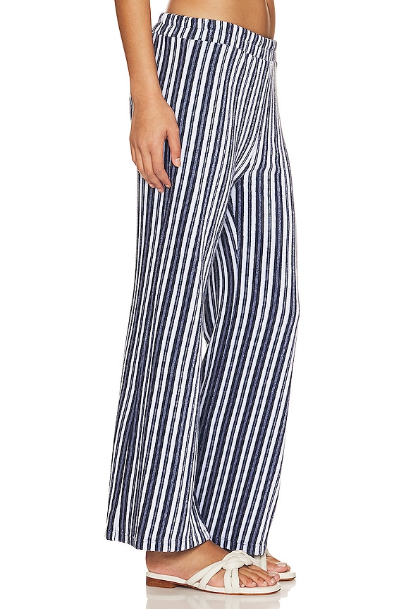 view 2 of 4 High Waisted Flare Sweatpants in Navy Stripe