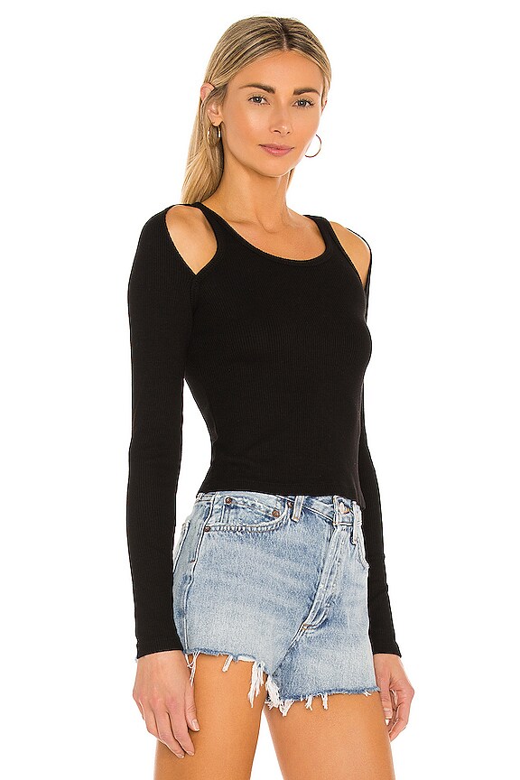 view 2 of 4 Cut Out Shoulder Top in Black