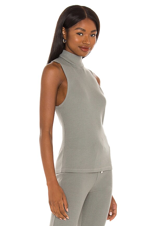view 2 of 4 Rib Mock Neck Tank in Gunmetal