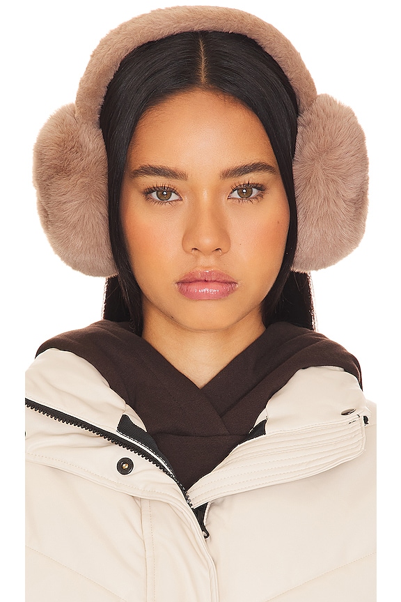 Hat Attack Oversized Faux Fur Earmuff in Taupe REVOLVE