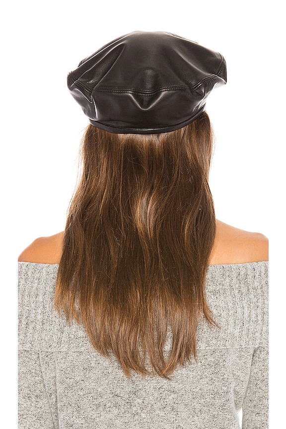 view 2 of 3 Leather Beret in Black