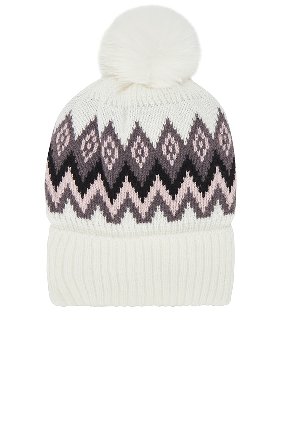 view 2 of 3 Fair Isle Beanie in Ivory Pink