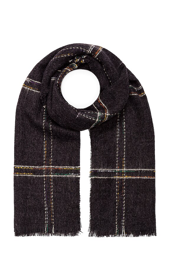 view 2 of 4 Windowpane Blanket Scarf in Charcoal