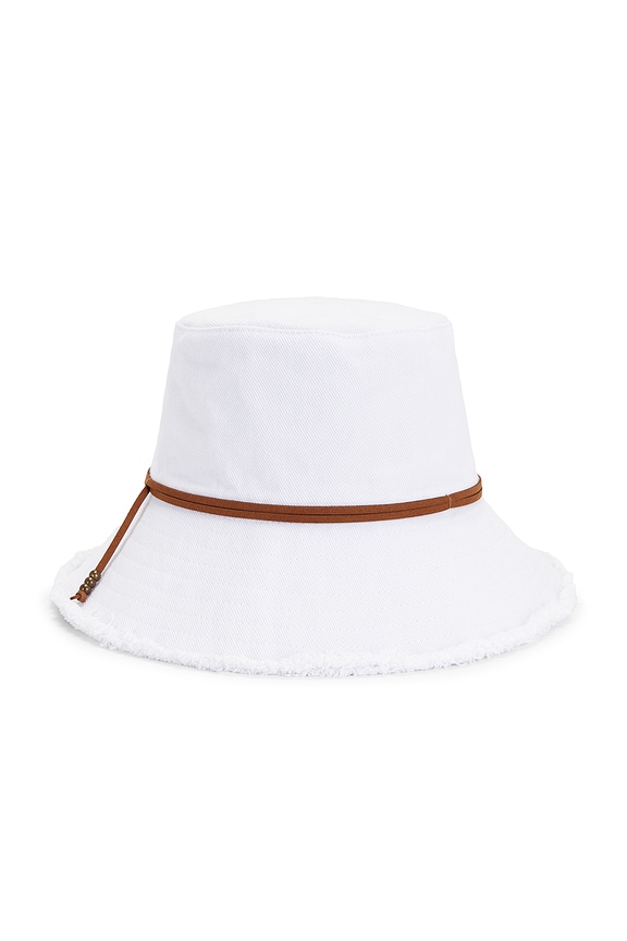 view 1 of 2 Fringed Bucket Hat in White