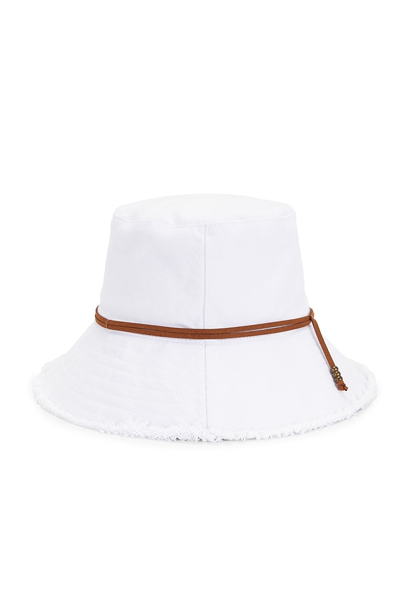 view 2 of 2 Fringed Bucket Hat in White