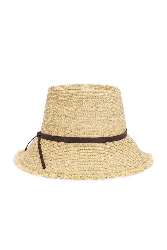 view 1 of 2 Zoe Lampshade Bucket Hat in Natural & Chocolate