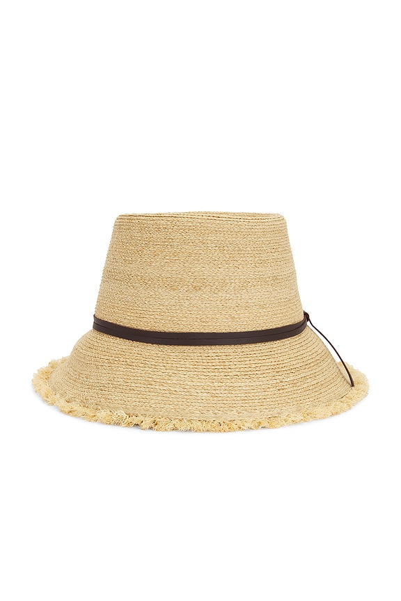 view 2 of 2 Zoe Lampshade Bucket Hat in Natural & Chocolate