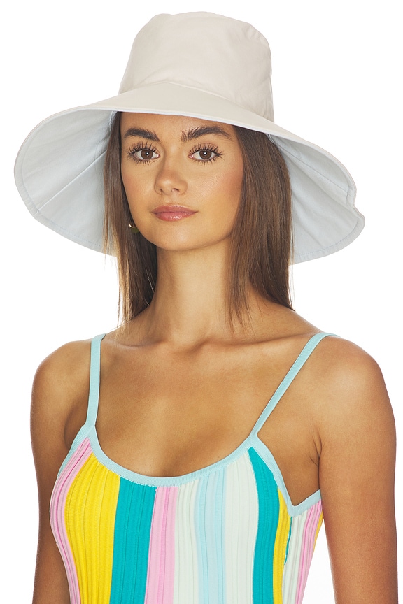 view 2 of 5 Reversible Canvas Sunhat in Blue & Tan