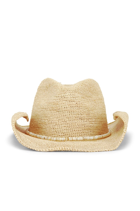 view 2 of 4 Raffia Cowboy Hat in Neutral & Neutral Bead