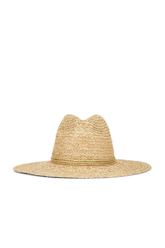 view 2 of 4 RAFFIA BRAID CONTINENTAL 페도라 햇 in Gold Wrap