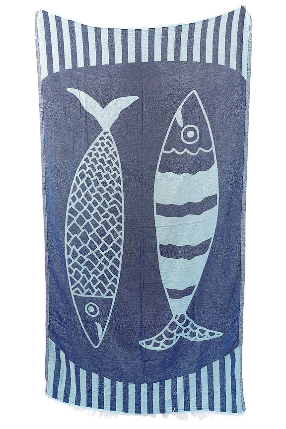 view 1 of 2 Novelty Towel in Navy & Teal