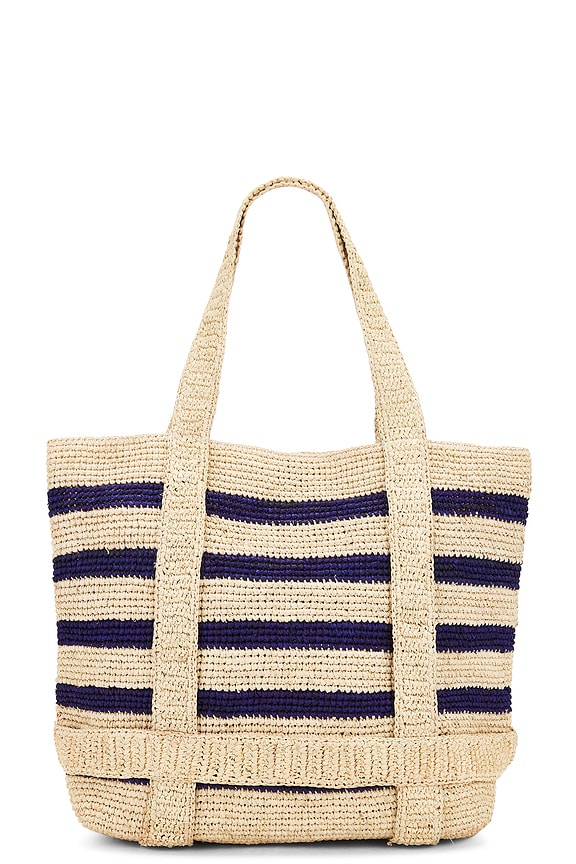 view 2 of 5 Original Straw Traveler Bag in Natural & Navy