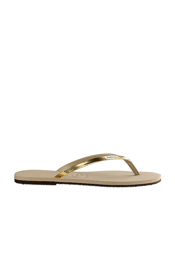 view 2 of 4 You Metallic Flip Flop in Sand Grey & Light Golden