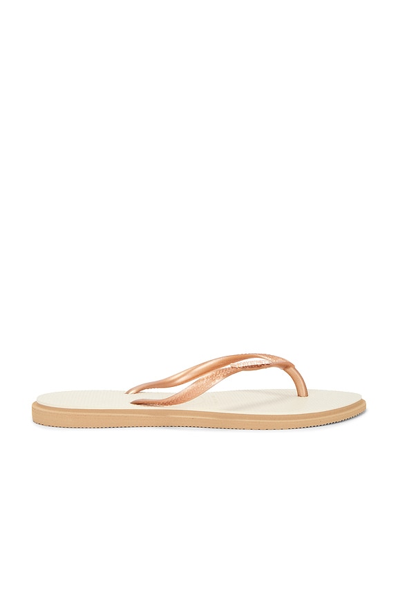 view 2 of 5 Slim Point Sandal in Rose Gold & Beige