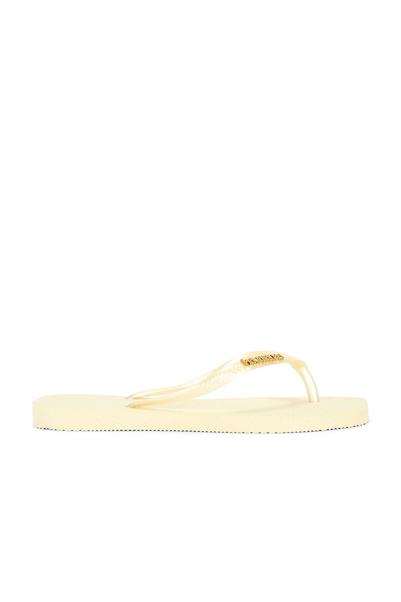 view 2 of 5 Slim Square Logo Metallic Sandal in Buttercream