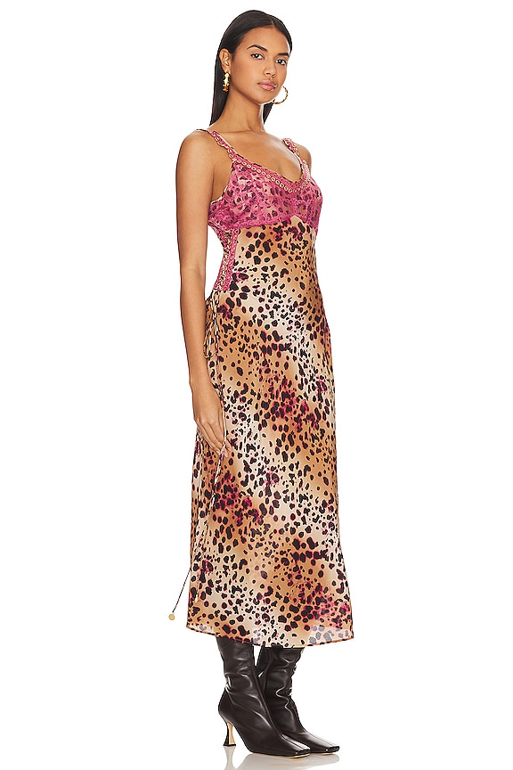 view 2 of 4 VESTIDO TIPO LENCERÍA LARGO MEDIO in Natural Cheetah & Camel Black